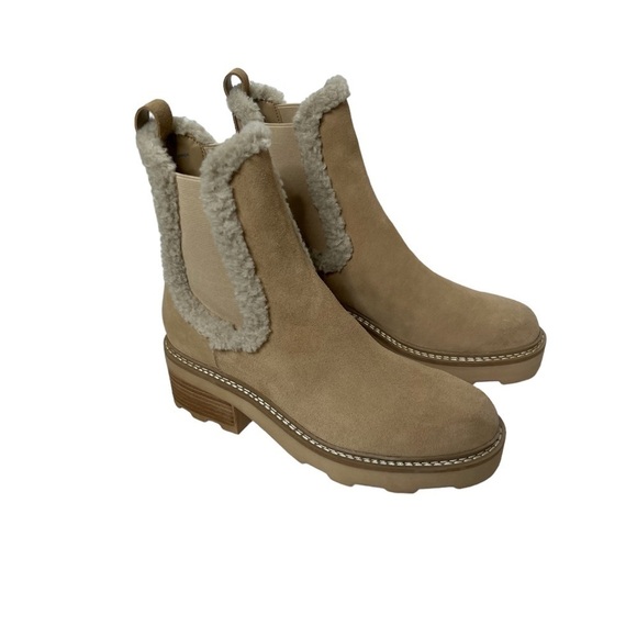 NWOT Calvin Klein Leather Faux Fur Anissa Chelsea Ankle Boots - Picture 5 of 15